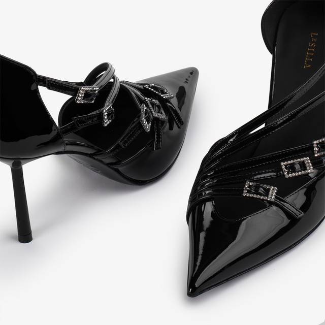 Le Silla Décolleté con listini vernice nera Novità