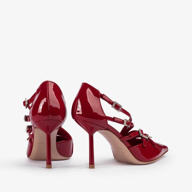 Le Silla Décolleté con listini vernice rossa Presa