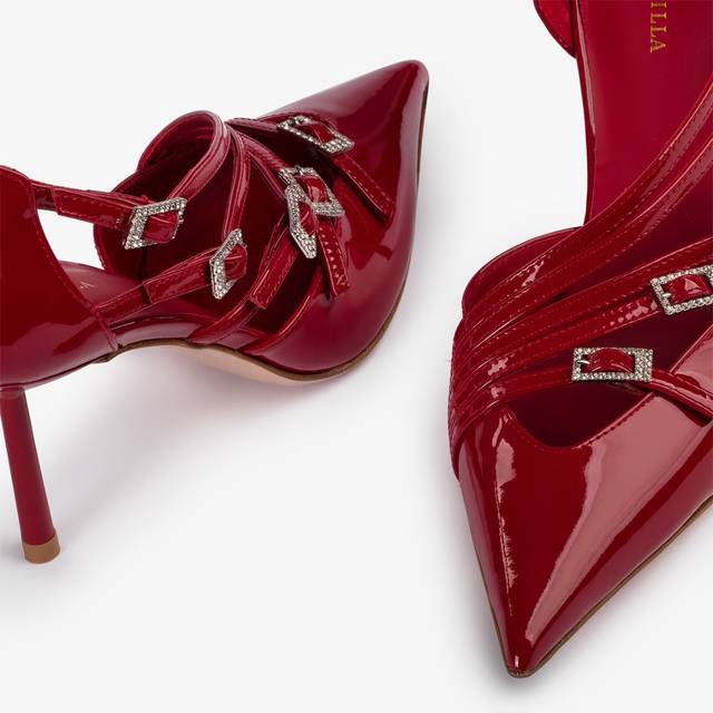Le Silla Décolleté con listini vernice rossa Presa