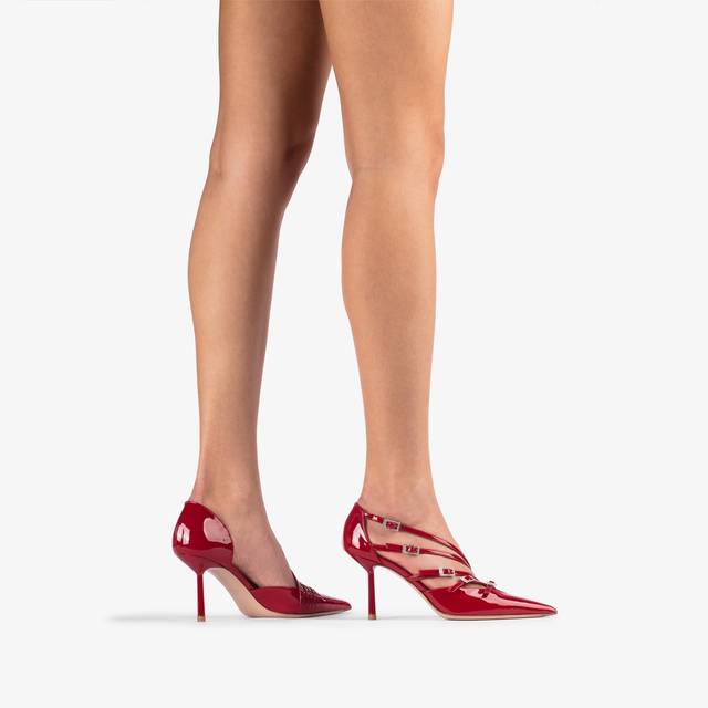 Le Silla Décolleté con listini vernice rossa Presa