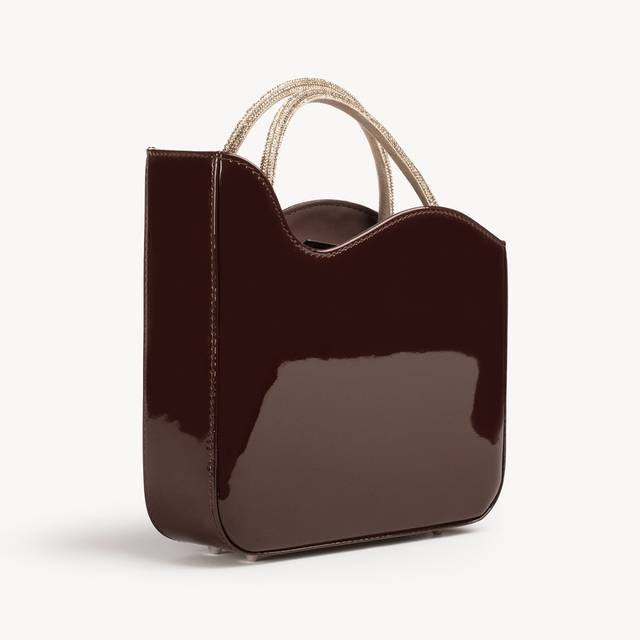 Le Silla Small bag vernice marrone fondente e Cristalli Outlet