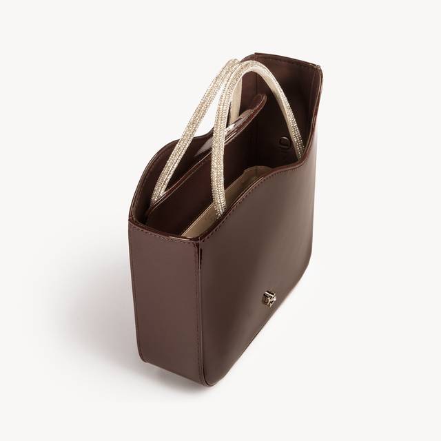 Le Silla Small bag vernice marrone fondente e Cristalli Outlet