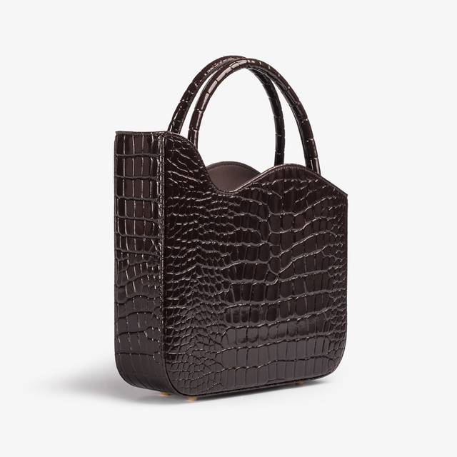 Le Silla Medium bag stampa coccodrillo marrone fondente In Vendita