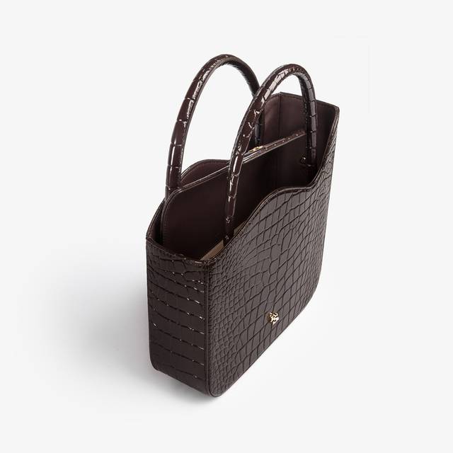 Le Silla Medium bag stampa coccodrillo marrone fondente In Vendita