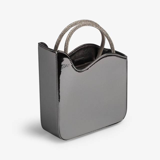 Le Silla Small bag metallizzata peltro e Cristalli Vendita Calda