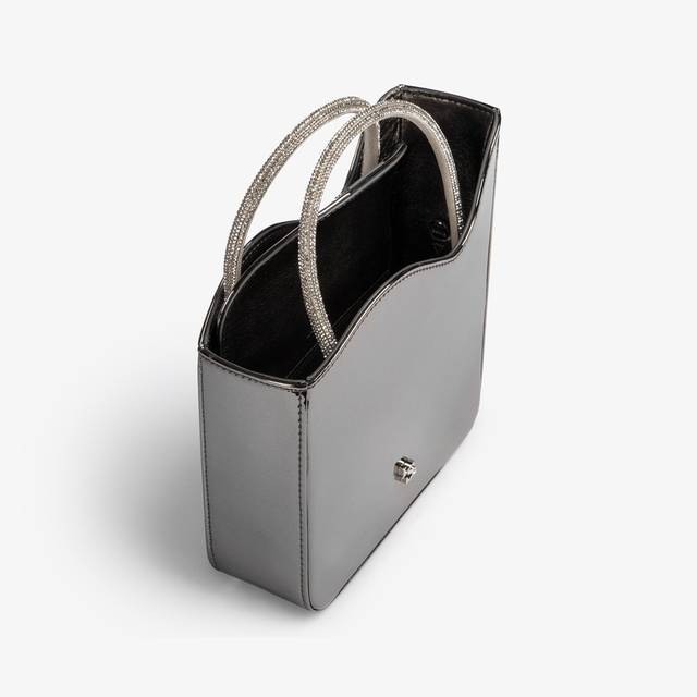 Le Silla Small bag metallizzata peltro e Cristalli Vendita Calda
