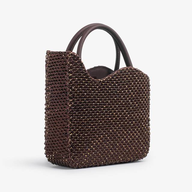 Le Silla Small bag gioiello rete marrone fondente e Cristalli Vendita Economica
