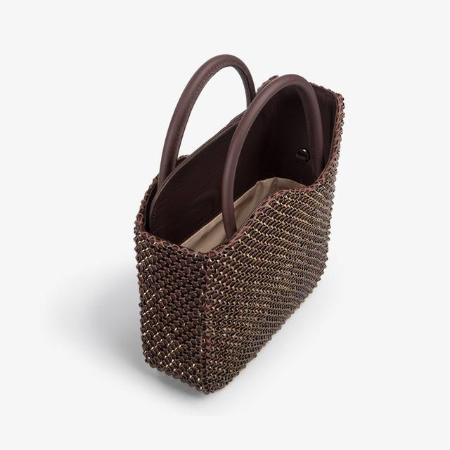 Le Silla Small bag gioiello rete marrone fondente e Cristalli Vendita Economica
