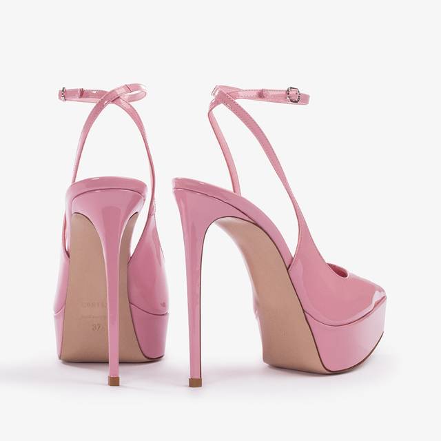 Le Silla Slingback con plateau vernice rosa dea Vendite Flash
