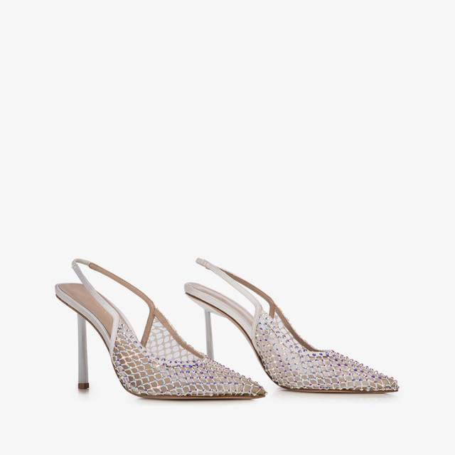 Le Silla Slingback gioiello rete bianca Nuovo