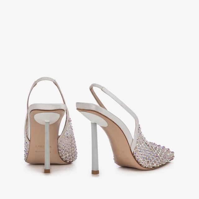 Le Silla Slingback gioiello rete bianca Nuovo