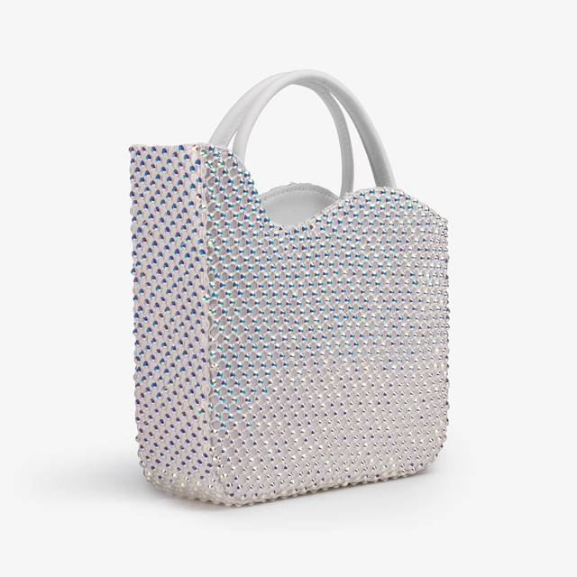 Le Silla Small bag raso bianca con Cristalli Qualità