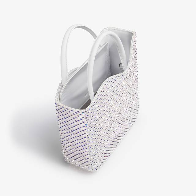 Le Silla Small bag raso bianca con Cristalli Qualità