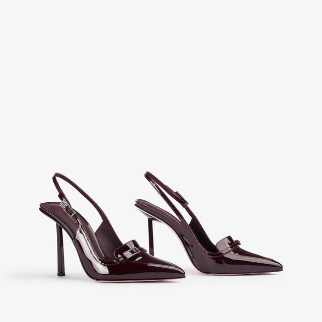 Le Silla Slingback mocassino vernice rossa cherry Promozione