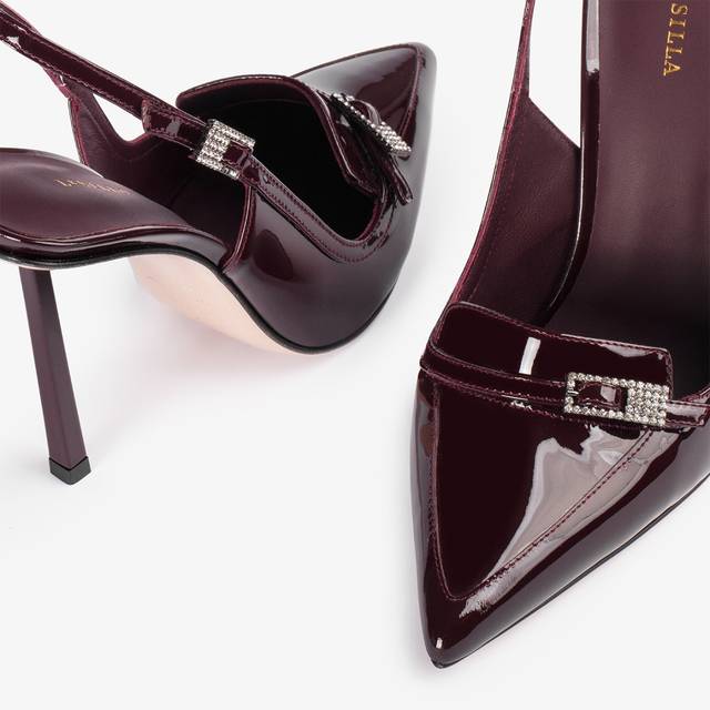 Le Silla Slingback mocassino vernice rossa cherry Promozione