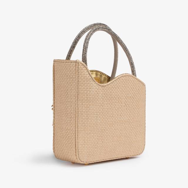 Le Silla Mini bag rafia beige naturale e Cristalli Consegna Veloce