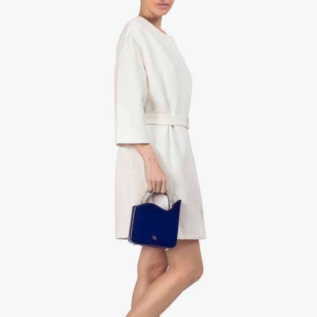 Le Silla Small bag vernice blu lazuli e Cristalli Promozione Limitata