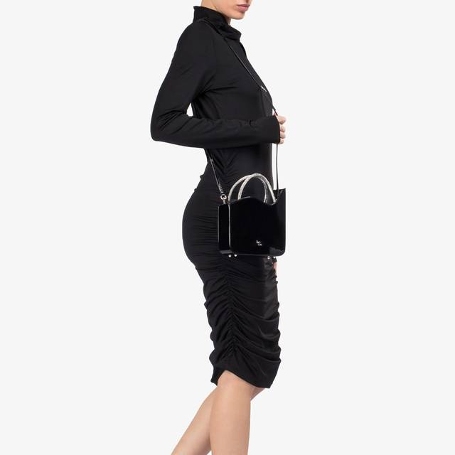 Le Silla Small bag vernice nera e Cristalli Shopping Online