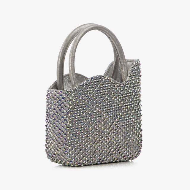 Le Silla Mini bag nappa argento eclissi e Cristalli Convenienza
