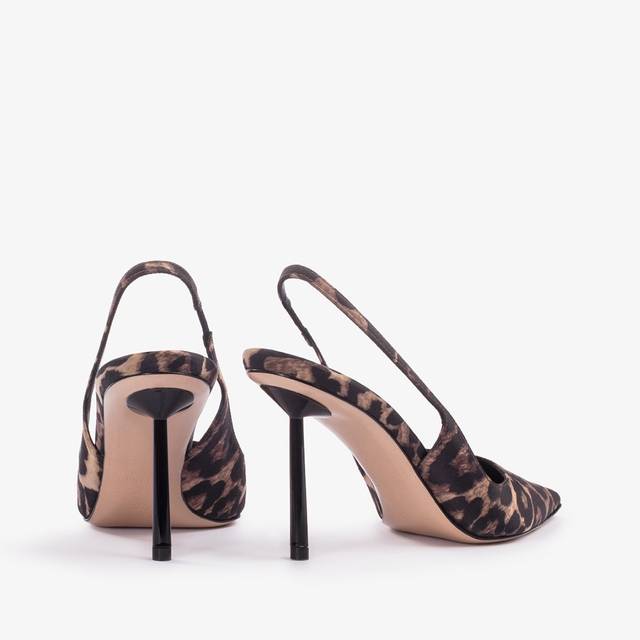 Le Silla Slingback raso stampa leopardata Negozio