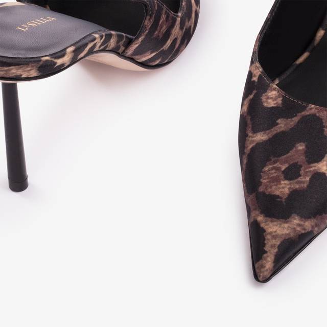 Le Silla Slingback raso stampa leopardata Negozio