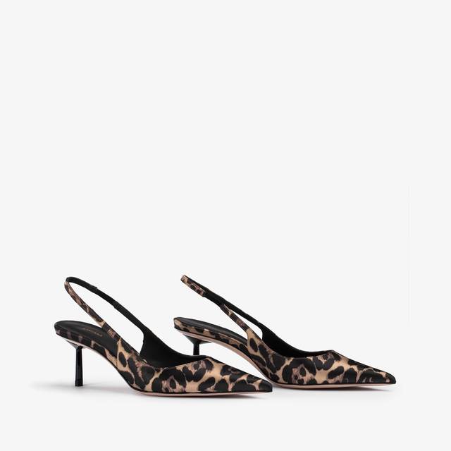 Le Silla Slingback raso stampa leopardata In Saldo