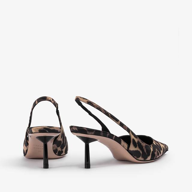 Le Silla Slingback raso stampa leopardata In Saldo