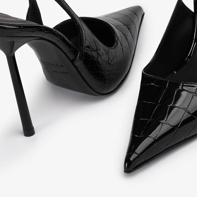 Le Silla Slingback stampa coccodrillo nera Convenienza