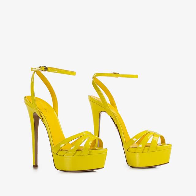 Le Silla Sandalo con plateau vernice giallo stella In Saldo