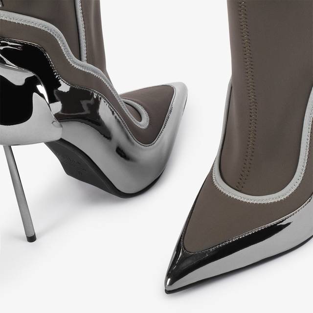 Le Silla Stivaletto metallizzato peltro con Cristalli argento Italia