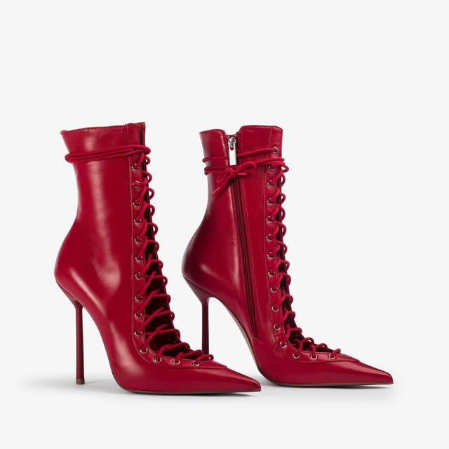 Le Silla Stivaletto con stringhe pelle rosso Qualità