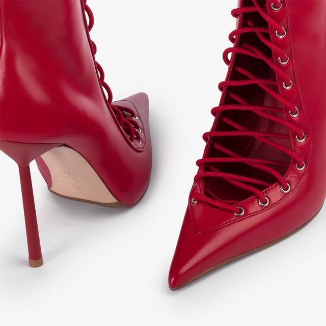 Le Silla Stivaletto con stringhe pelle rosso Qualità