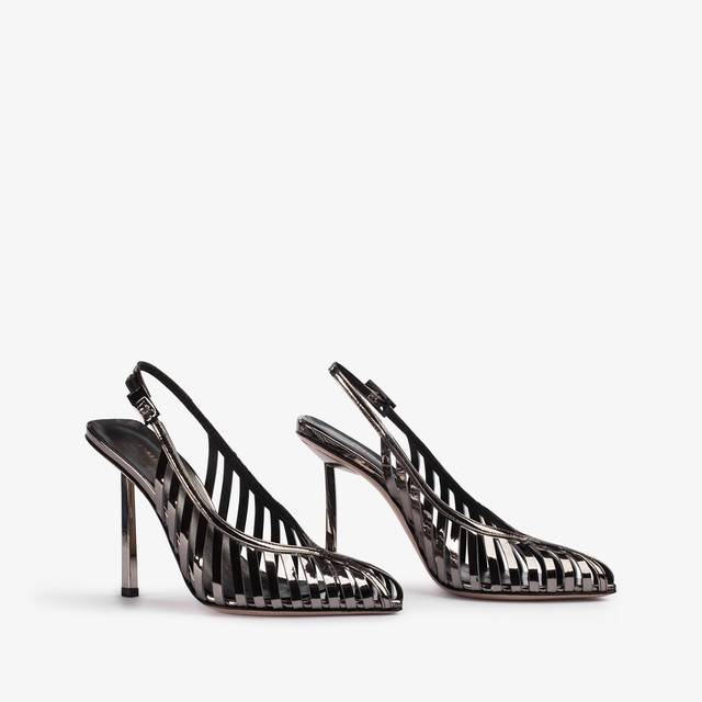 Le Silla Slingback con listini metallizzata peltro Soddisfazione Garantita