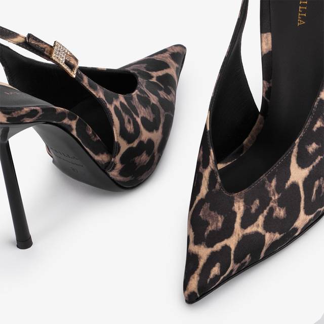Le Silla Slingback raso stampa leopardata Acquista Ora