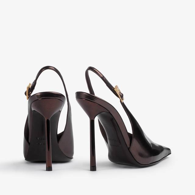 Le Silla Slingback metallizzata marrone fondente Consegna Veloce