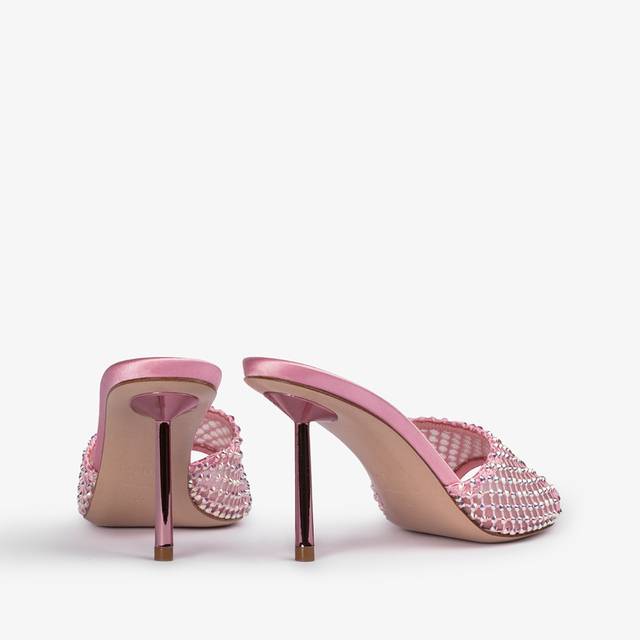 Le Silla Sandalo mule gioiello rete rosa dea con Cristalli Prezzo Ridotto