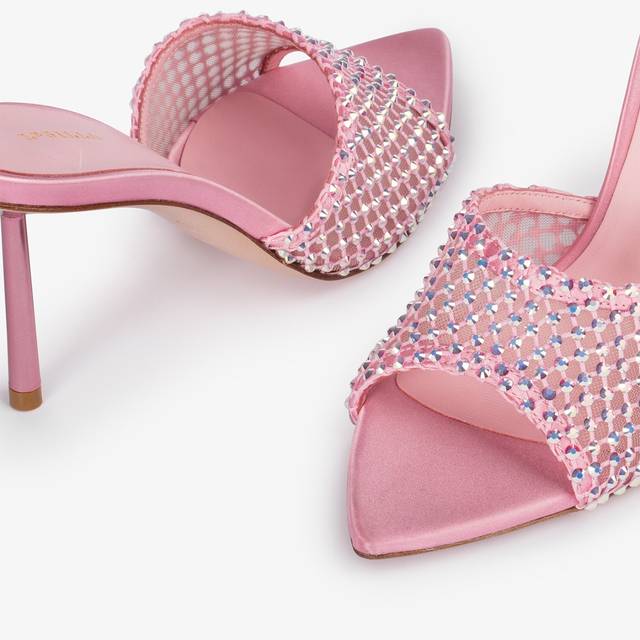Le Silla Sandalo mule gioiello rete rosa dea con Cristalli Prezzo Ridotto
