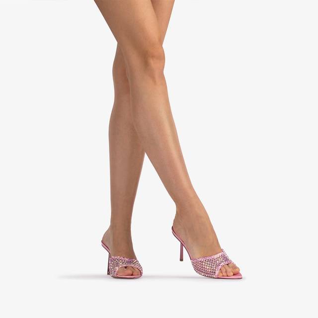 Le Silla Sandalo mule gioiello rete rosa dea con Cristalli Prezzo Ridotto