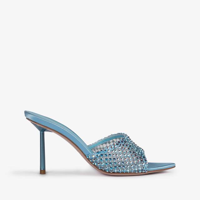 Le Silla Sandalo mule gioiello rete azzurro cielo con Cristalli Sottocosto