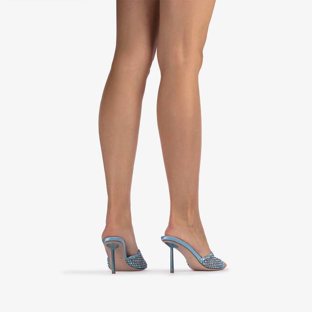 Le Silla Sandalo mule gioiello rete azzurro cielo con Cristalli Sottocosto