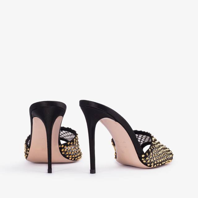 Le Silla Sandalo gioiello rete nero con Cristalli oro Sconto