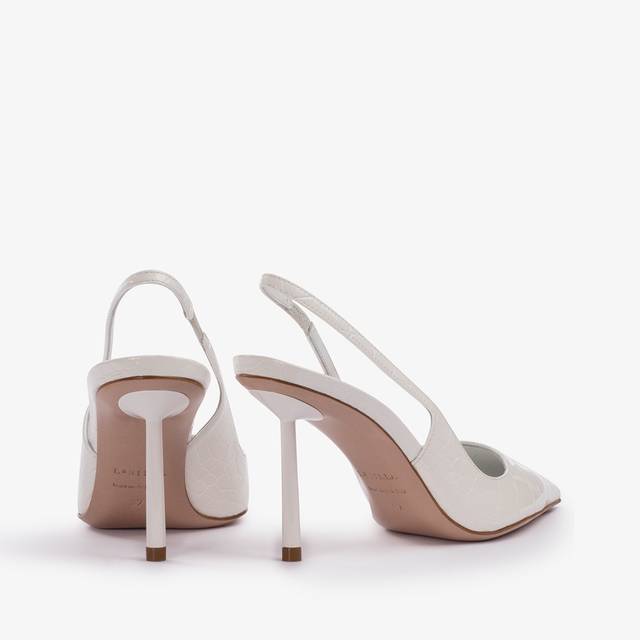 Le Silla Slingback stampa coccodrillo bianca carta Promozione