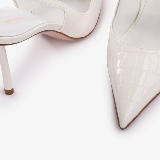 Le Silla Slingback stampa coccodrillo bianca carta Promozione