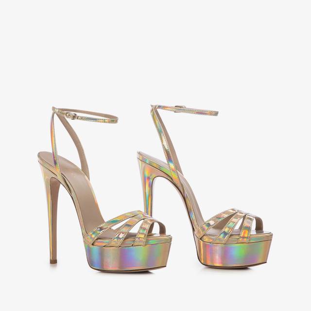 Le Silla Sandalo con plateau iridescente nude Pezzi Unici