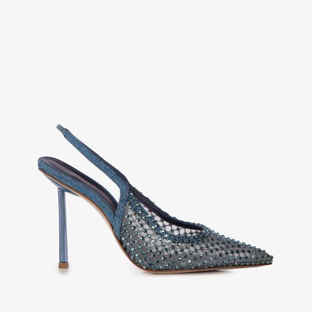 Le Silla Slingback gioiello rete blu denim Acquista Ora