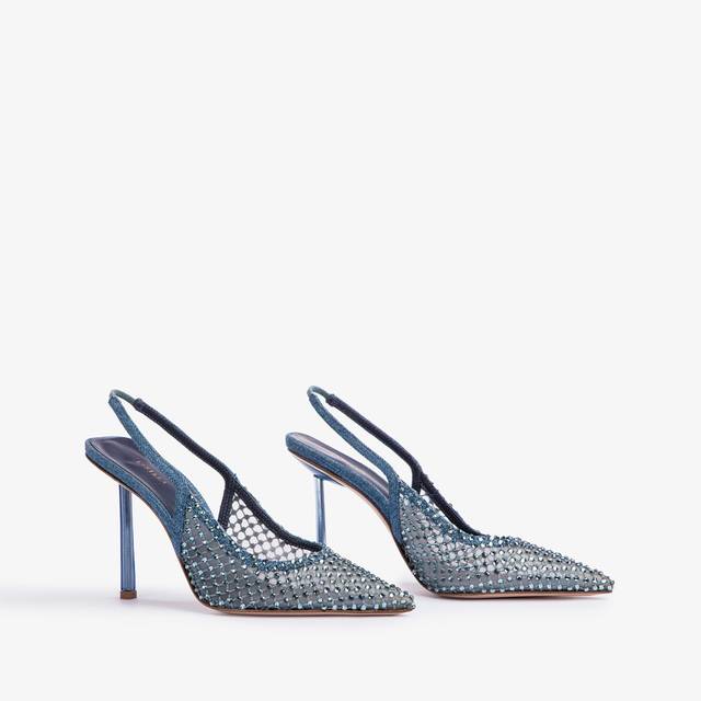 Le Silla Slingback gioiello rete blu denim Acquista Ora