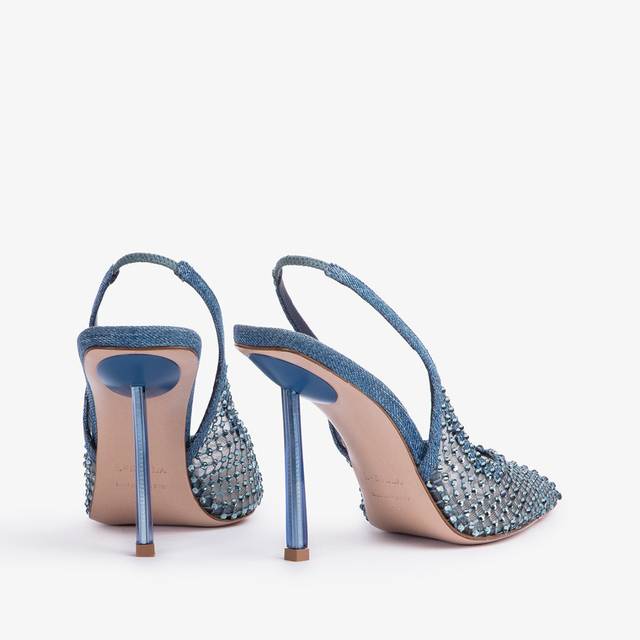 Le Silla Slingback gioiello rete blu denim Acquista Ora