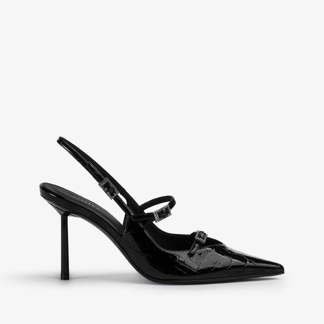 Le Silla Slingback con listini stampa coccodrillo nera Shopping Online