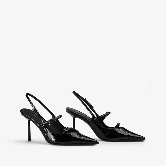 Le Silla Slingback con listini stampa coccodrillo nera Shopping Online