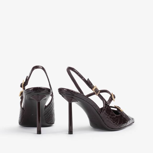 Le Silla Slingback con listini stampa coccodrillo marrone fondente Affare Del Giorno